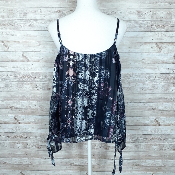 INC Cold Shoulder Top Blouse PL Paisley Navy 712 - Picture 4 of 7